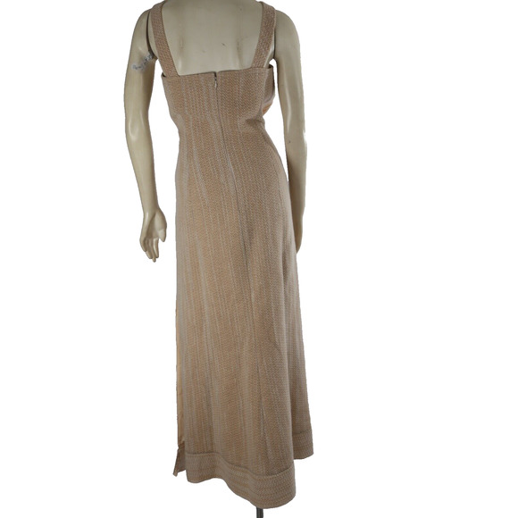 CHANEL 01A Fall 01 Beige 2 Piece Sleeveless Sequin Dress Maxi Tweed Coat Suit 38 - Picture 16 of 16